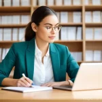 Home 4 임상심리사로서의 시간 관리 기술 - **"A serene and focused female clinical psychologist, mid-30s, with warm, intelligent eyes and neat,...