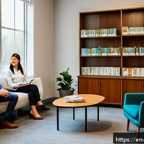 임상심리사 중점 학습 과목 - A serene clinical psychologist’s office featuring a diverse adult client and therapist engaged in a ...