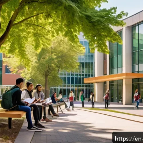 임상심리사 자격증 준비 비용 - A modern university campus scene showing a diverse group of graduate students studying outside a lar...